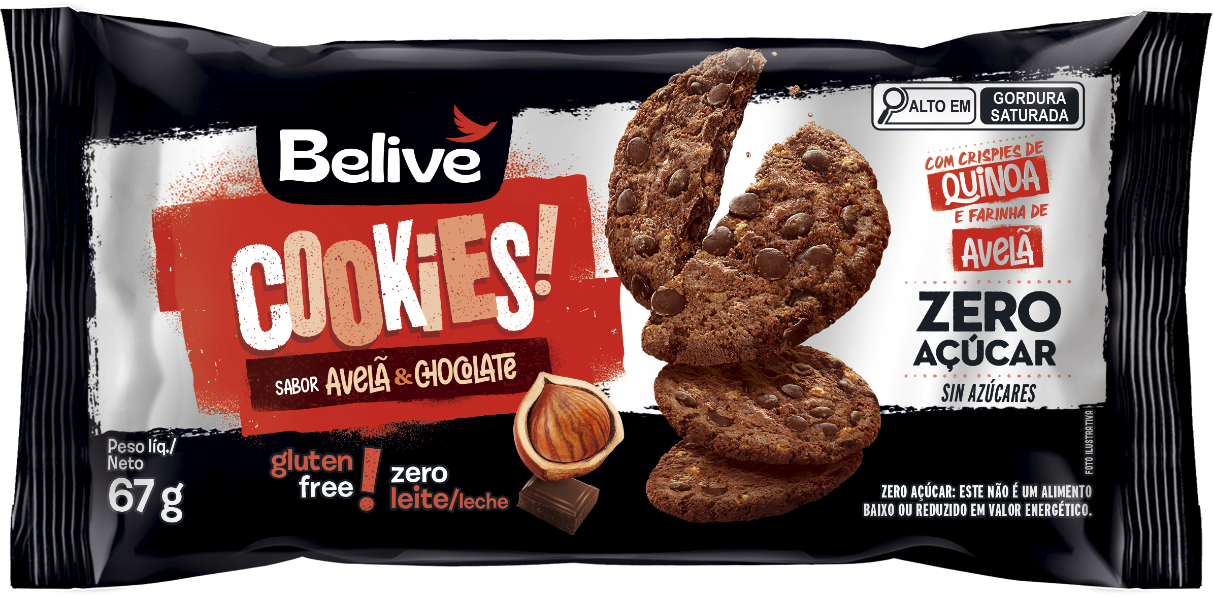 Cookies Avelã e Chocolate Sem Açúcar Belive Cookies Avelã e Chocolate Sem Açúcar Belive